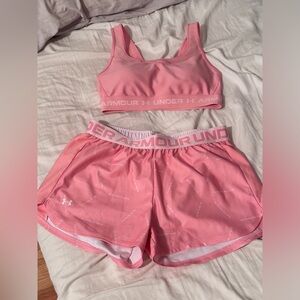 Under armour pink sports set
